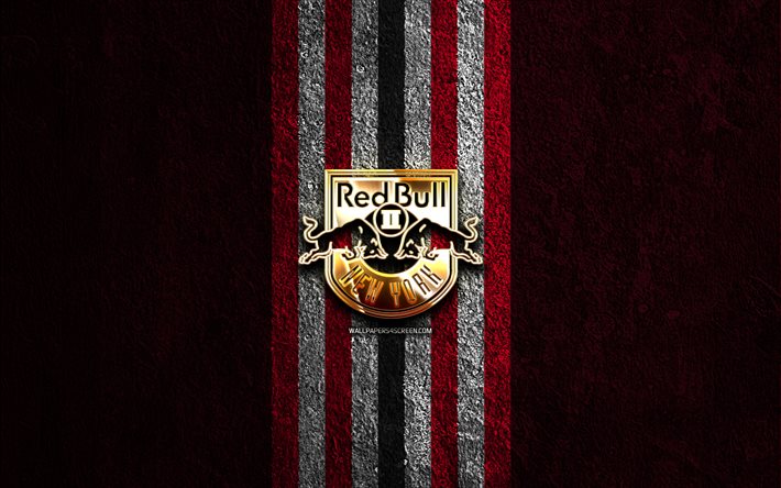 new york red bulls ii goldenes logo, 4k, lila steinhintergrund, usl, amerikanischer fußballverein, new york red bulls ii logo, fußball, new york red bulls ii fc, new york red bulls ii