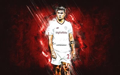 paulo dybala, as roma, argentinsk fotbollsspelare, red stone background, fotboll, dybala roma, paulo bruno exequiel dybala, serie a, italien