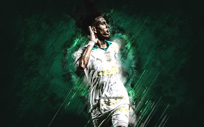 estevao, palmeiras, jogador de futebol brasileiro, fundo de pedra verde, arte verde, estevao willian almeida de oliveira goncalves