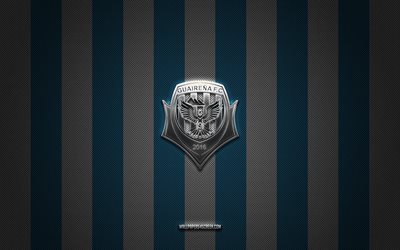 Guairena FC logo, Paraguayan football team, Paraguayan Primera Division, blue white carbon background, Guairena FC emblem, football, Guairena FC, Paraguay, Guairena FC metal logo
