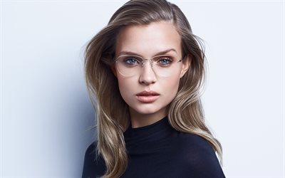 Josephine Skriver, portrait, photoshoot, Danish fashion model, blue dress, popular fashion models, beautiful woman, Josephine Skriver photoshoot