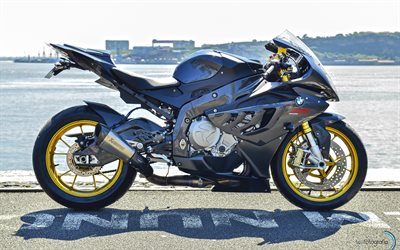 Superbike, BMW S1000 RR, el deporte de la bicicleta, negro caja de carbono, negro S1000RR, alemán motocicletas, BMW