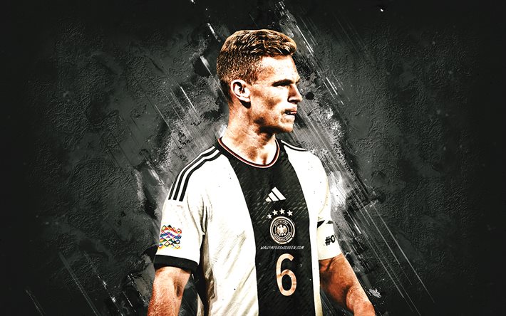 Joshua Kimmich, Germany national football team, German football player, midfielder, white stone background, football, Germany, UEFA