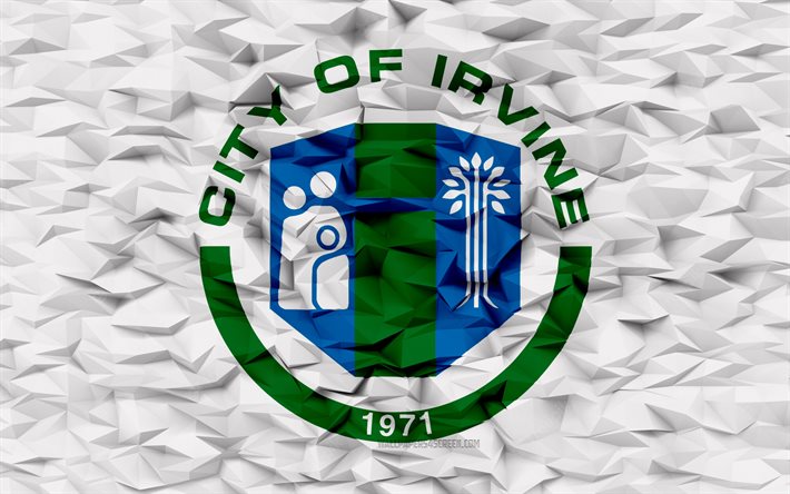 Flag of Irvine, California, 4k, American cities, 3d polygon background, Irvine flag, 3d polygon texture, Day of Irvine, 3d Irvine flag, American national symbols, 3d art, Irvine, USA