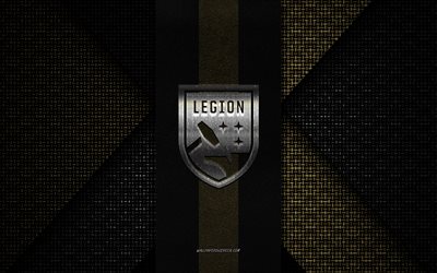 Birmingham Legion FC, United Soccer League, black gold knitted texture, USL, Birmingham Legion FC logo, American soccer club, Birmingham Legion FC emblem, football, soccer, Birmingham, USA