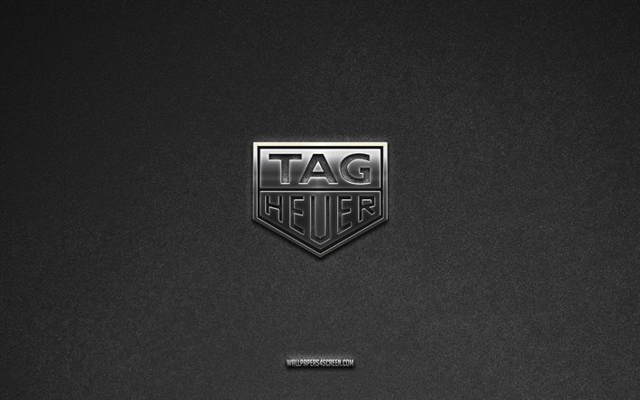 태그호이어 로고, 회색 돌 배경, 태그호이어 엠블럼, 제조업체 로고, 태그 호이어, 제조사 브랜드, 태그호이어 메탈 로고, 돌 질감