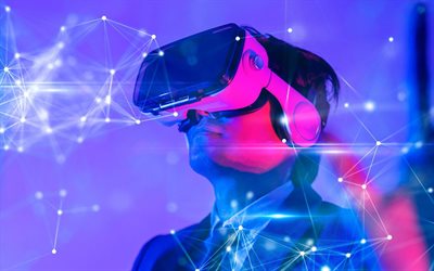 4k, VR glasses, virtual reality, VR concepts, modern technologies, digital technologies, Applications of virtual reality