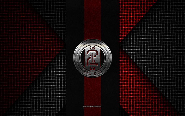 Atlanta United 2, United Soccer League, red black knitted texture, USL, Atlanta United 2 logo, American soccer club, Atlanta United 2 emblem, football, soccer, Atlanta, USA