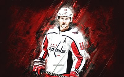 Nicklas Backstrom, Washington Capitals, National Hockey League, Swedish hockey player, portrait, red stone background, hockey, USA, NHL