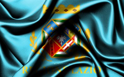 drapeau du latium, 4k, régions italiennes, drapeaux en tissu, jour du latium, drapeaux de soie ondulés, régions d'italie, latium, italie