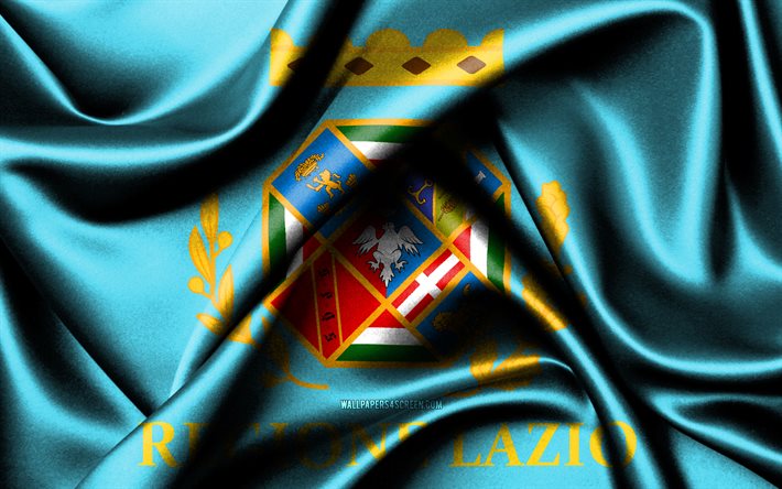 lazios flagga, 4k, italienska regioner, tygflaggor, lazios dag, vågiga sidenflaggor, italiens regioner, lazio, italien