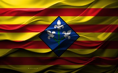 4k, bandera de lleida, ciudades de españa, bandera 3d lleida, españa, textura 3d, día de lleida, símbolos nacionales españoles, arte 3d, lleida
