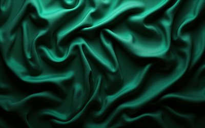 textura de tela de seda verde oscuro extendido, 4k, fondo de tela de seda, textura de seda verde, fondo de ondas de satén verde, textura de satén verde, textura de tela