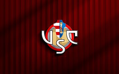 4k, شعار الولايات المتحدة 3d, دوري الدرجة الأولى, خلفية ثلاثية الأبعاد, كرة القدم, شعار كريمون الولايات المتحدة, شعار كريمون, الولايات المتحدة كريمون, نادي كرة القدم الإيطالي, كريمون fc