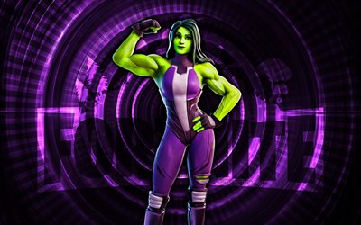 she hulk fortnite, 4k, violettes spiralhintergrund, fortnite, kreativ, she hulk haut, fortnite she hulk skin, she hulk, fortnite  charaktere