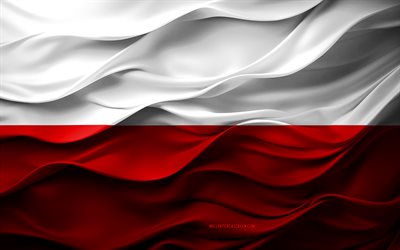 4k, Flag of Poland, European countries, 3d Poland flag, Europe, Poland flag, 3d texture, Day of Poland, national symbols, 3d art, Poland, Polish flag