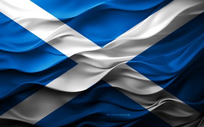 4k, علم اسكتلندا, الدول الأوروبية, 3d اسكتلندا العلم, أوروبا, الملمس ثلاثي الأبعاد, يوم اسكتلندا, رموز وطنية, الفن ثلاثي الأبعاد, اسكتلندا, العلم الاسكتلندي