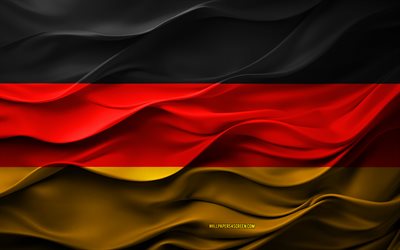 4k, Flag of Germany, European countries, 3d Germany flag, Europe, Germany flag, 3d texture, Day of Germany, national symbols, 3d art, Germany, German flag