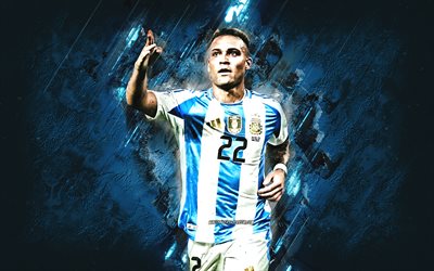 lautaro martínez, equipo de fútbol nacional de argentina, fondo de piedra azul, arte grune, jugador de fútbol argentino, argentina, fútbol americano