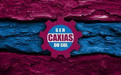 SER Caxias do Sul wooden logo, 4k, purple blue wooden background, Brazilian Serie C, soccer, SER Caxias do Sul logo, football, SER Caxias do Sul emblem, SER Caxias do Sul, Brazilian football club, SER Caxias do Sul FC