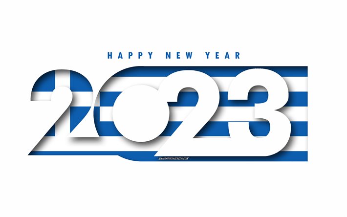 felice anno nuovo 2023 grecia, sfondo bianco, grecia, arte minima, 2023 grecia concetti, grecia 2023, 2023 sfondo della grecia, 2023 felice anno nuovo grecia