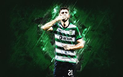 paulinho, urheilu, portugalilainen jalkapalloilija, muotokuva, vihreä kivi tausta, jalkapallo, portugali, urheilullinen cp, joao paulo dias fernandes