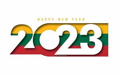 새해 복 많이 받으세요 2023 리투아니아, 흰 바탕, 리투아니아, 최소한의 예술, 2023 리투아니아 개념, 리투아니아 2023, 2023 리투아니아 배경, 2023 새해 복 많이 받으세요 리투아니아