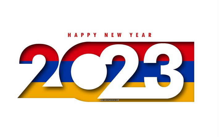 Happy New Year 2023 Armenia, white background, Armenia, minimal art, 2023 Armenia concepts, Armenia 2023, 2023 Armenia background, 2023 Happy New Year Armenia