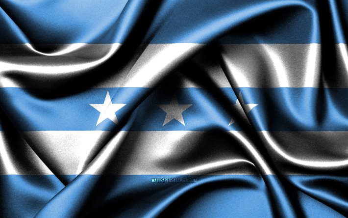 グアヤスの旗, 4k, エクアドルの州, 布旗, グアヤスの日, 波状の絹の旗, グアヤス州, エクアドル, グアヤス