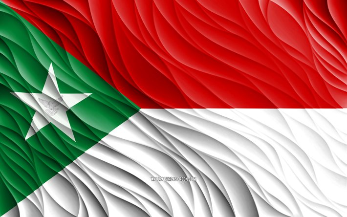 4k, トルヒーヨの旗, 波状の 3d フラグ, ベネズエラの州, トルヒーヨの日, 3d 波, トルヒーヨ, ベネズエラ
