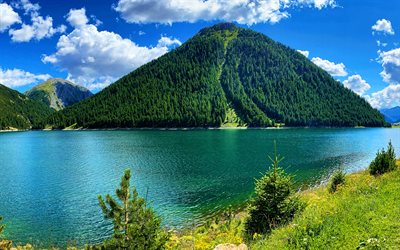 Lago di Livigno, 4k, summer, mountains, Alps, HDR, Livigno valley, Lombardy, Italy, Europe, beautiful nature
