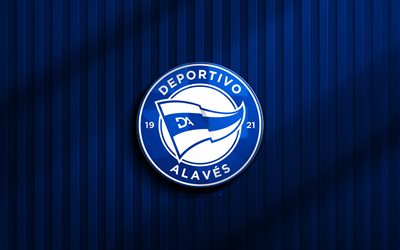 4k, logo 3d du deportivo alavés, liga, fond bleu 3d, football, emblème du deportivo alavés, logo du deportivo alavés, deportivo alavés, club de football espagnol, deportivo alavés fc