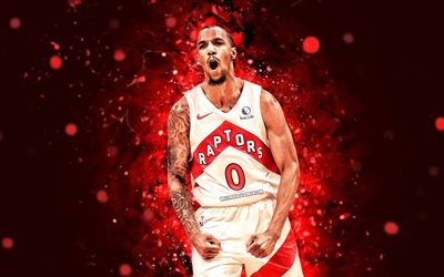 aj lawson, 4k, luces de neón rojas, raptores de toronto, nba, jugadores de baloncesto canadienses, aj lawson 4k, baloncesto, asociación nacional de baloncesto, aj lawson toronto raptors