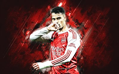 gabriel martinelli, arsenal fc, jogador de futebol brasileiro, comemoração do gol, fundo de pedra vermelha, arte grunge, arsenal, primeira liga, inglaterra, gabriel martinelliarsenal fc