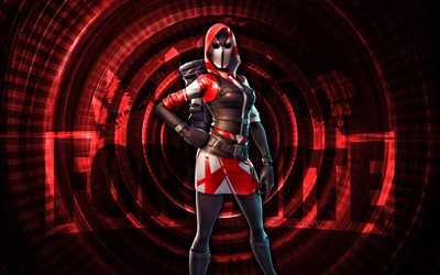 o ás fortnite, 4k, fundo espiral vermelho, fortnite, criativo, a pele do ás, skin o ás fortnite, o ás, personagens fortnite