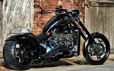 black, motocykl, chopper, motorcycles, chrome