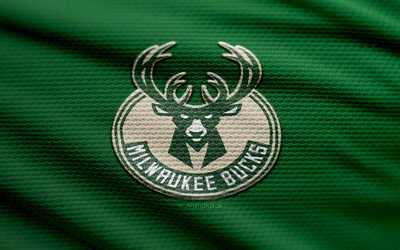 milwaukee bucks kumaş logosu, 4k, yeşil kumaş arka plan, nba, bokh, basketbol, milwaukee bucks logosu, milwaukee bucks amblemi, amerikan basketbol takımı, milwaukee bucks