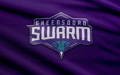 logotipo de tela greensboro swarm, 4k, fondo de tela violeta, liga nba g, bokeh, baloncesto, logotipo del enjambre de greensboro, emblema del enjambre de greensboro, equipo de baloncesto americano, enjambre de greensboro