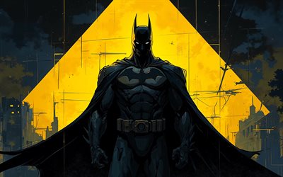 ordenanza, 4k, oscuridad, arte grunge, cómics dc, fondo grunge, superhéroes, obra de arte, arte de batman, fan art, batman 4k