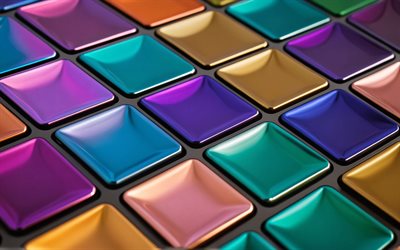 4k, cuadrados de vidrio de colores, patrones 3d, de cerca, patrones de cuadrados, formas 3d, creativo, fondos coloridos en 3d, cuadrados 3d, coloridos cuadrados 3d, fondo con cuadrados, macrocuadros