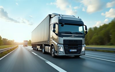 römorklu kamyon traktörü, kargo taşımacılığı, lkw, karayolu üzerinde kamyon, kargo teslimatı konseptleri, lkw konseptleri, kamyon yolda, kamyon hareket halinde, ulaşım kavramları, teslimat