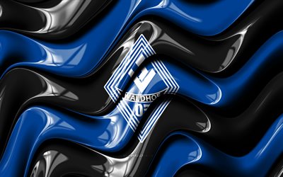 SV Waldhof Mannheim 3D logo, 4k, black blue 3D waves, 3 Liga, football, SV Waldhof Mannheim flag, creative, SV Waldhof Mannheim logo, SV Waldhof Mannheim, german football club, soccer, Waldhof Mannheim FC