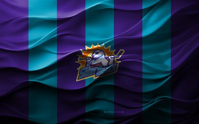 4k, orlando solar bears logotyp, lila blå 3d bakgrund, orlando solar bears emblem, echl, amerikanskt hockeylag, orlando solar bears flagga, 3d struktur, orlando solar bears, hockey, usa