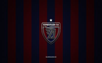 Tepatitlan FC logo, Mexican football club, Liga de Expansion MX, red blue carbon background, Tepatitlan FC emblem, football, Tepatitlan FC, Mexico