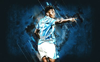 david neres, ssc napoli, calciatore brasiliano, sfondo di pietra blu, grunge art, serie a, italia, calcio, napoli, david neres campos