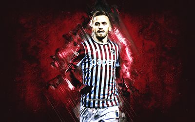 edin visca, trabzonspor, bosnalı futbolcu, bordo taş arka plan, grunge art, türkiye, futbol