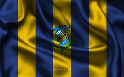 4k, ipora ec logo, tessuto di seta giallo blu, team di calcio brasiliana, emblema ipora ec, serie brasiliana d, ipora ec, brasile, calcio, ipora ec flag, ipora fc