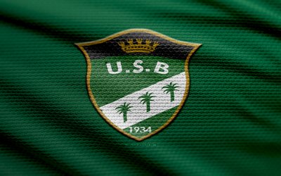 logotipo de tecido biskra dos eua, 4k, fundo de tecido verde, professionnelle da liga argelina 1, bokeh, futebol, logotipo dos eua biskra, us biskra emblem, nós biskra, clube de futebol da argélia, eua biskra fc