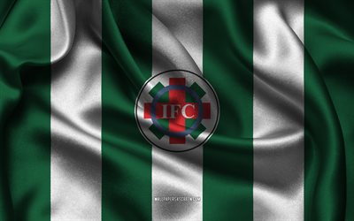 4k, شعار ipatinga fc, نسيج حرير أبيض أحمر, فريق كرة القدم البرازيلي, ipatinga fc emblem, دولة برازيلية د, ipatinga fc, البرازيل, كرة القدم, ipatinga fc علامة, ipatinga