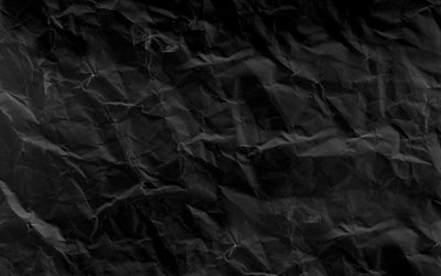 schwarz zerknittertes papier, 4k, altes papier, grunge  hintergründe, zerknitterte papiertexturen, schwarzpapierhintergrund, alte papiertexturen, schwarzpapier
